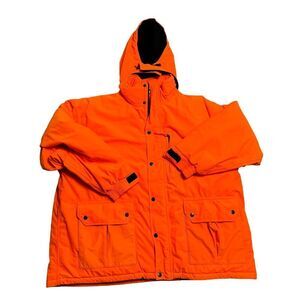 Cabelas XXL All Game Outfitters Ago Blaze Orange Insulated Hooded Hunting Jacket